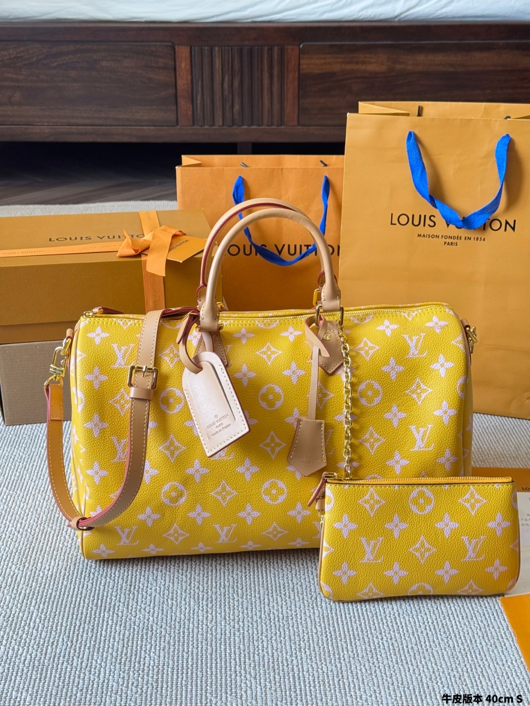 Louis new arrival yellow speedy bag size:40 cm