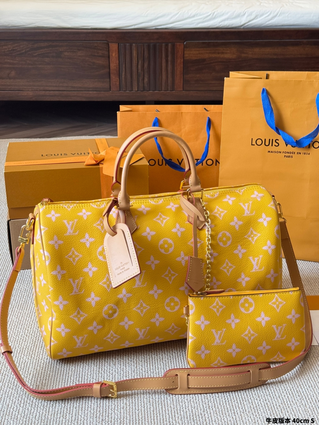 Louis new arrival yellow speedy bag size:40 cm