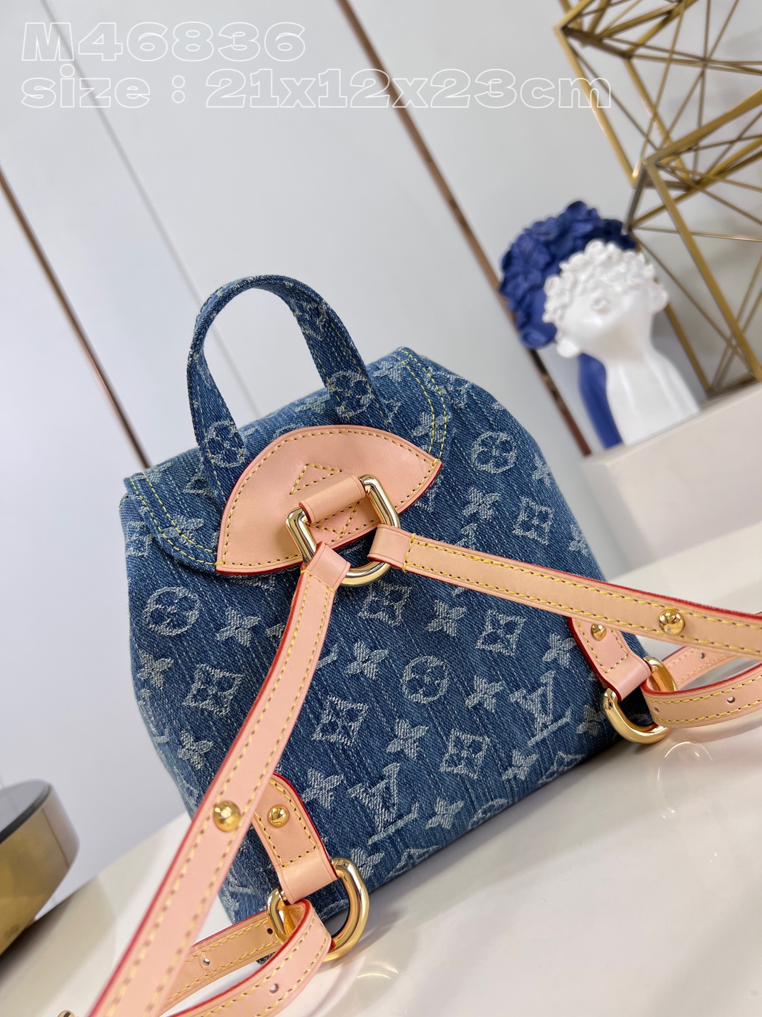 Louis Monogram Denim backpack bag size : 21-12-23 cm