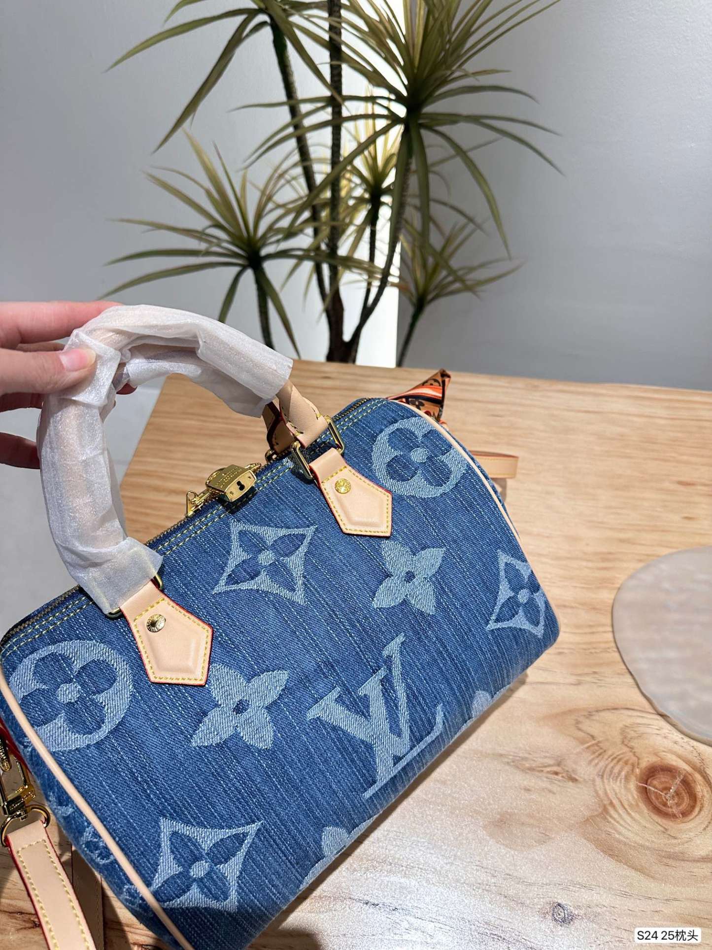 Louis new arrival denim speedy 25 bag