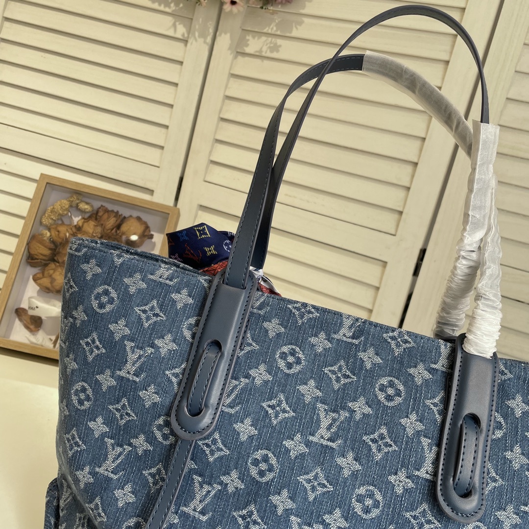 Louis new arrival denim neverfull bag size: 46*28*15 cm