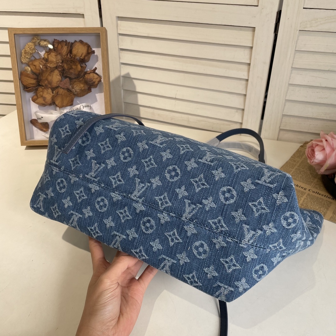 Louis new arrival denim neverfull bag size: 46*28*15 cm