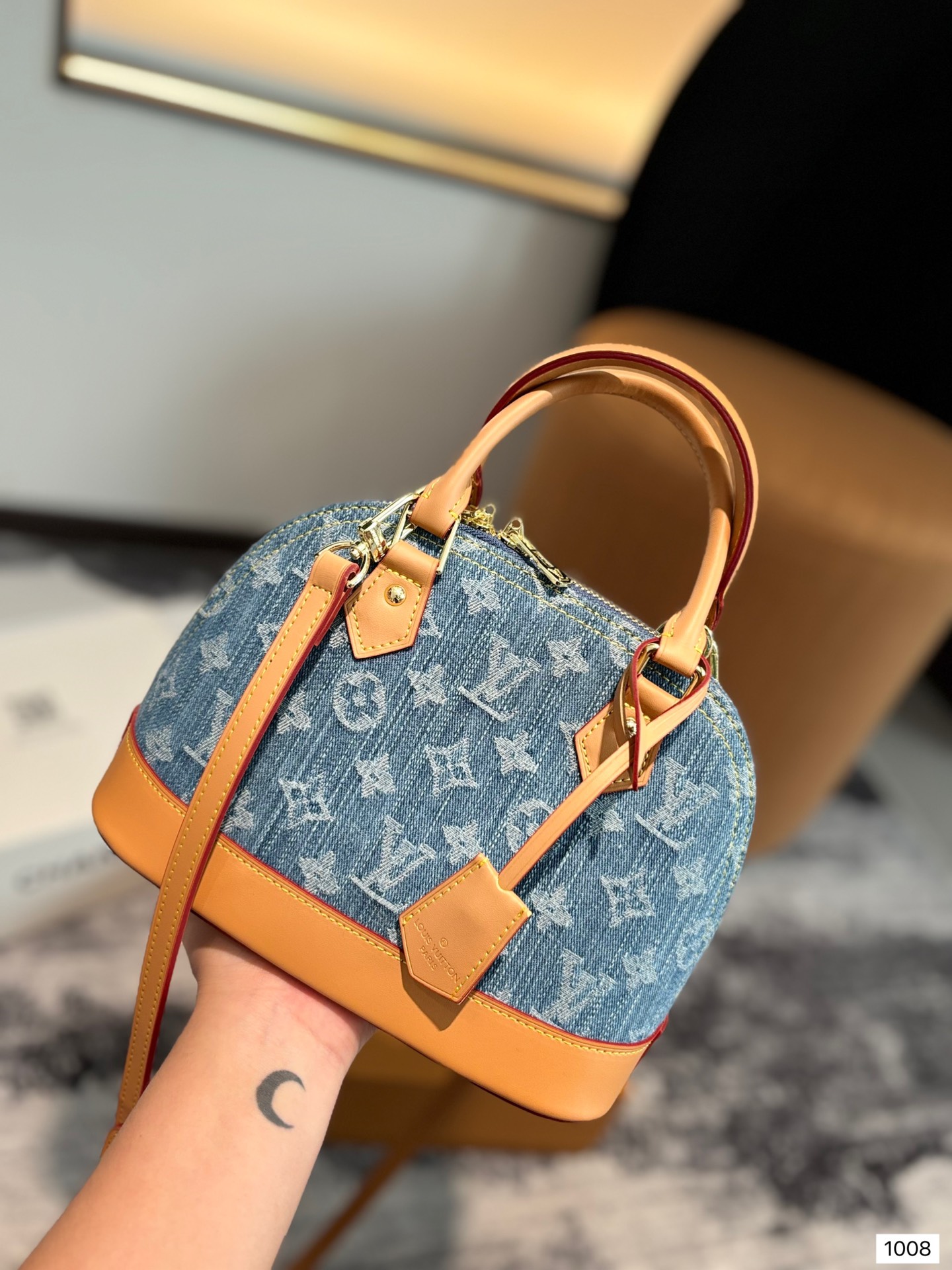 Louis alma bb Retiro denim bag size: 24��18cm