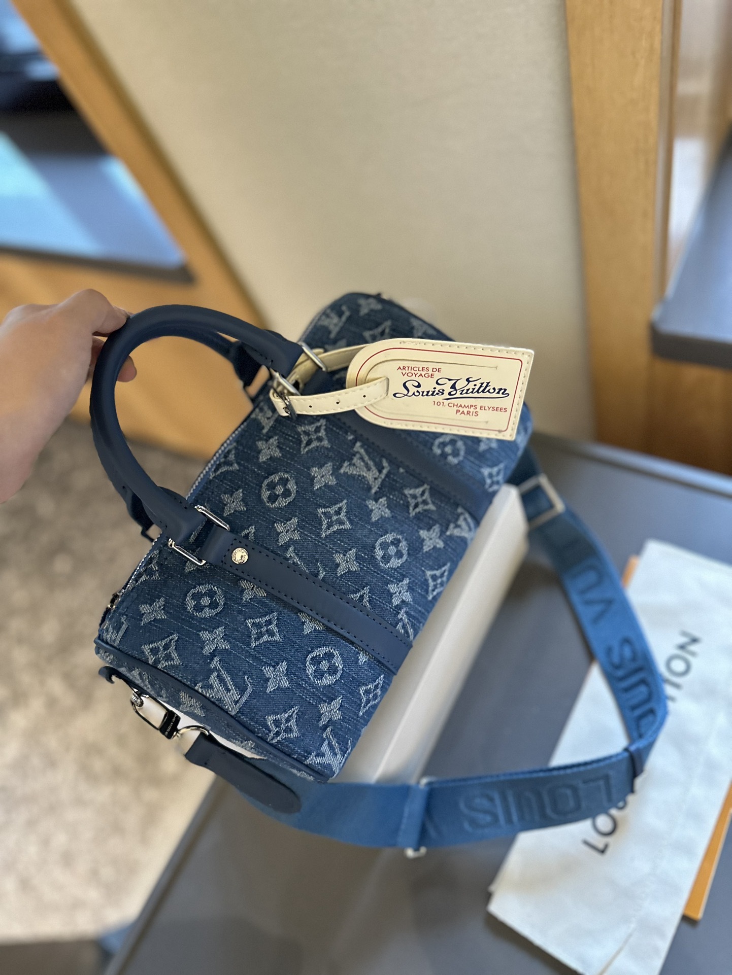 Louis Lvkeepall new arrival denim bag size: 25 * 12 cm