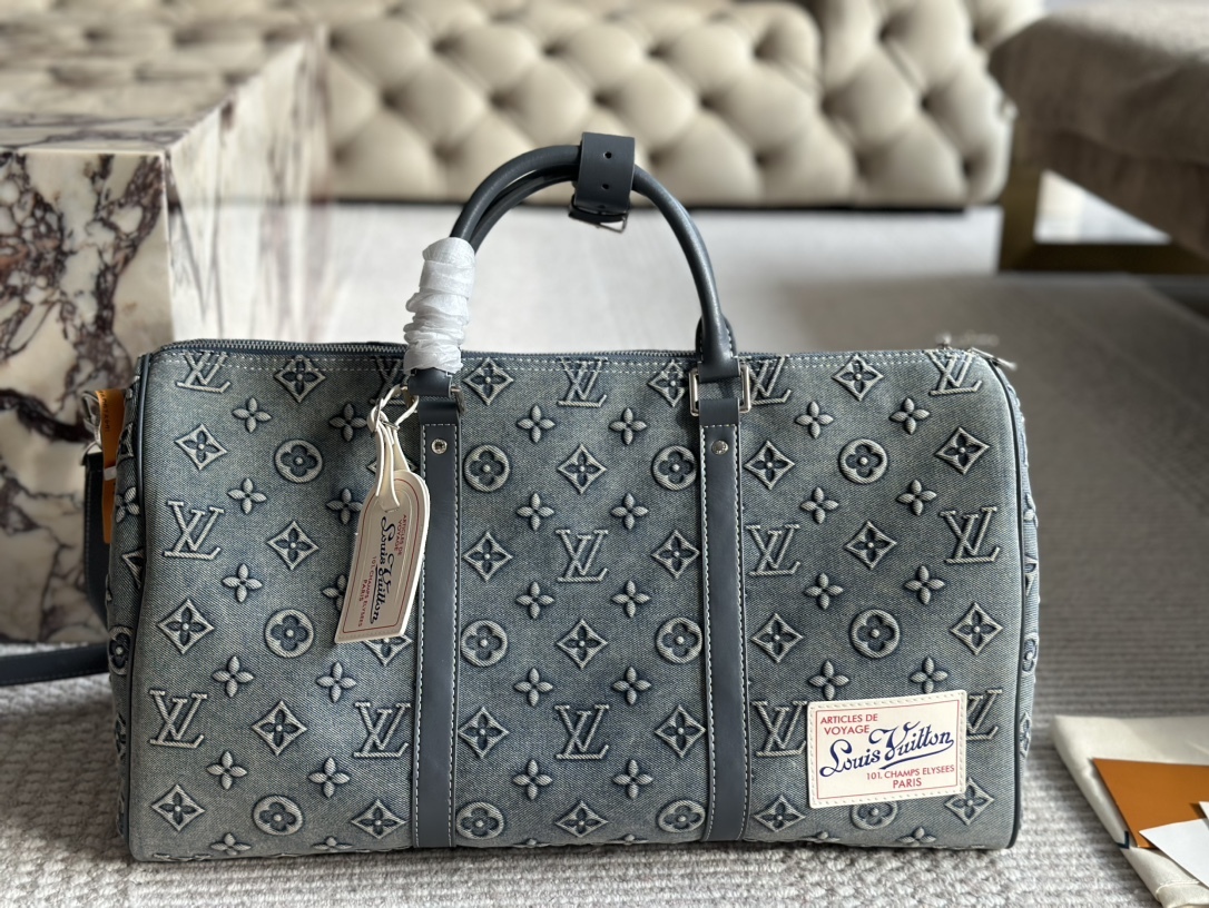 Louis new arrival denim keepall bag size: 50 cm