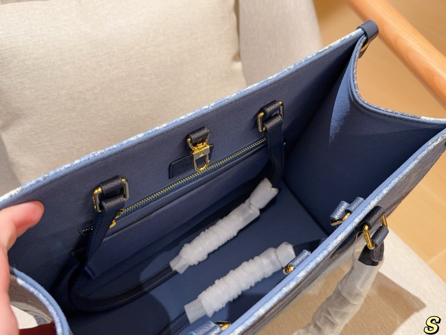 Louis new arrival denim onthego tote bag size:35 cm