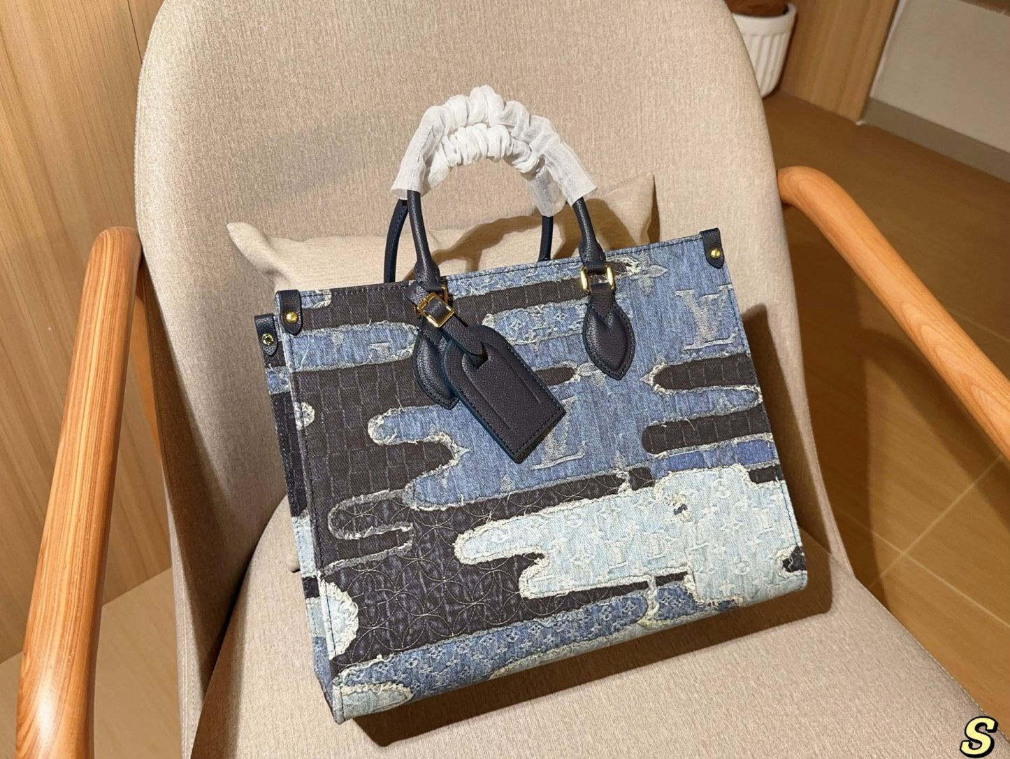 Louis new arrival denim onthego tote bag size:35 cm