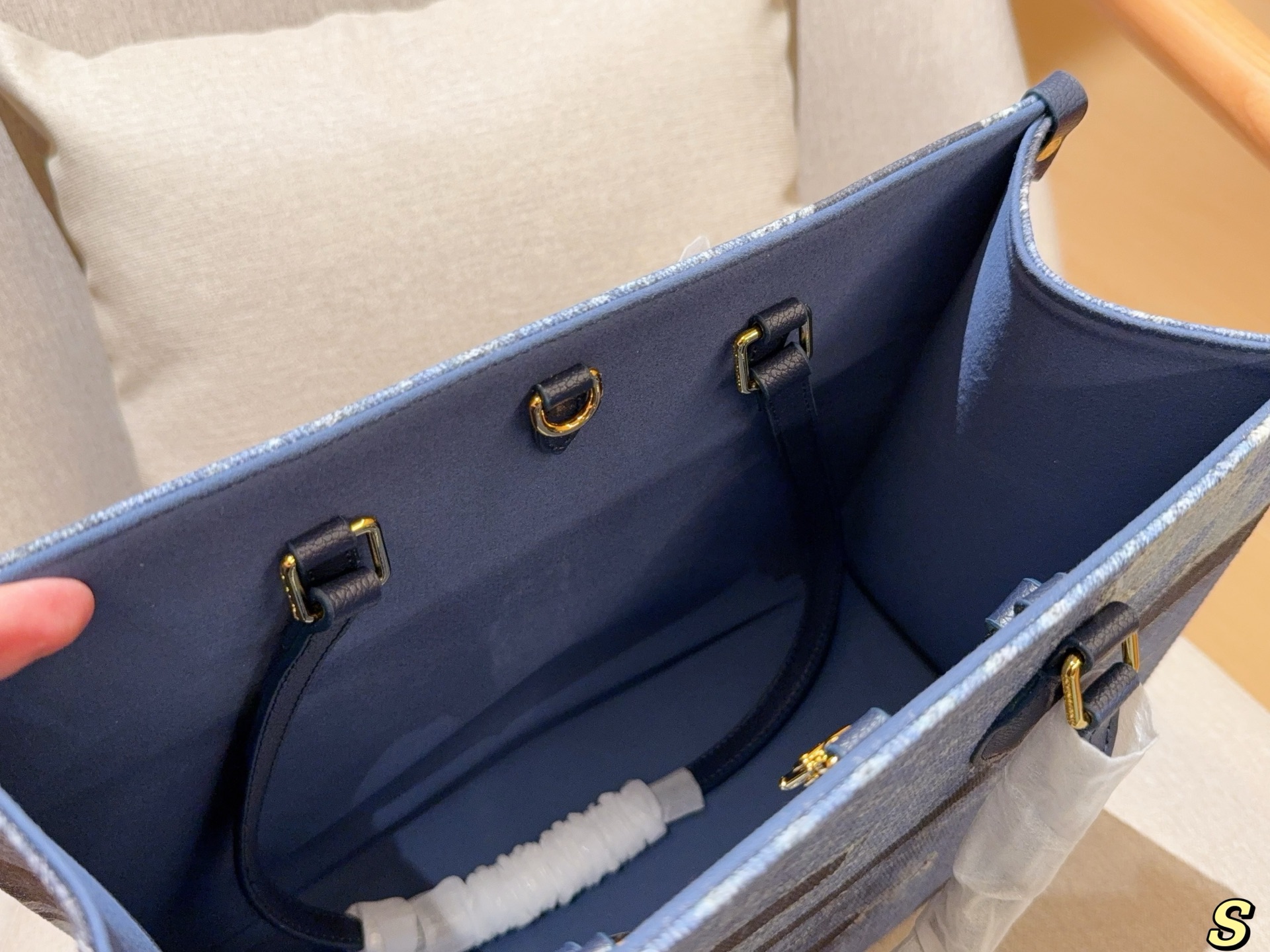 Louis new arrival denim onthego tote bag size:35 cm