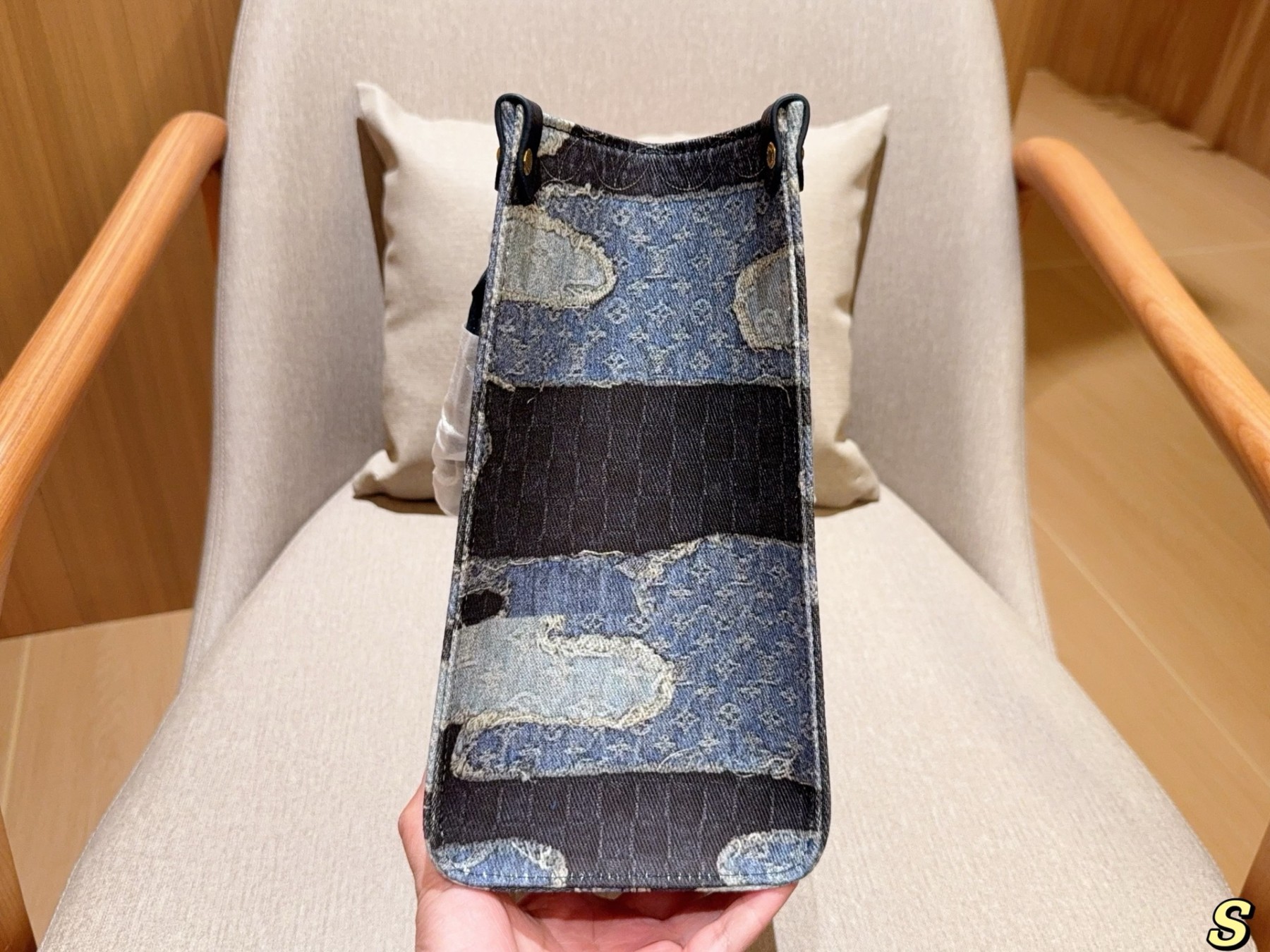 Louis new arrival denim onthego tote bag size:35 cm