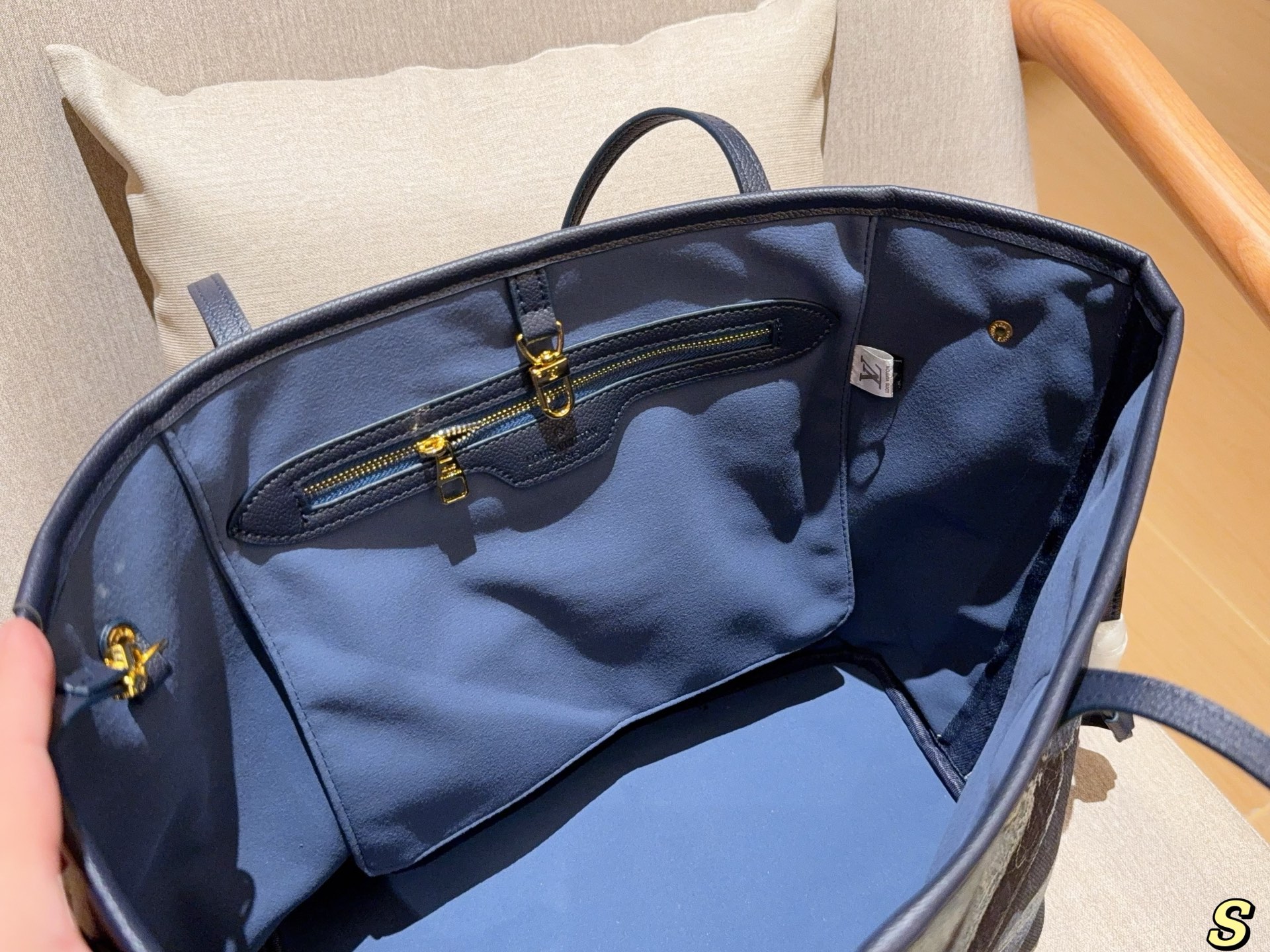 Louis new arrival denim neverfull tote bag size:32 cm