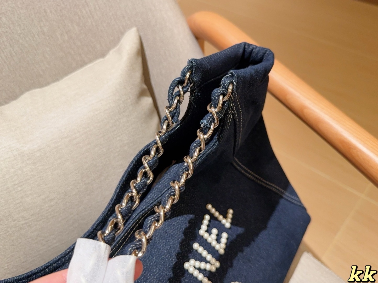 Cc new arrival denim pearl hobo bag size: 38*32*15 cm