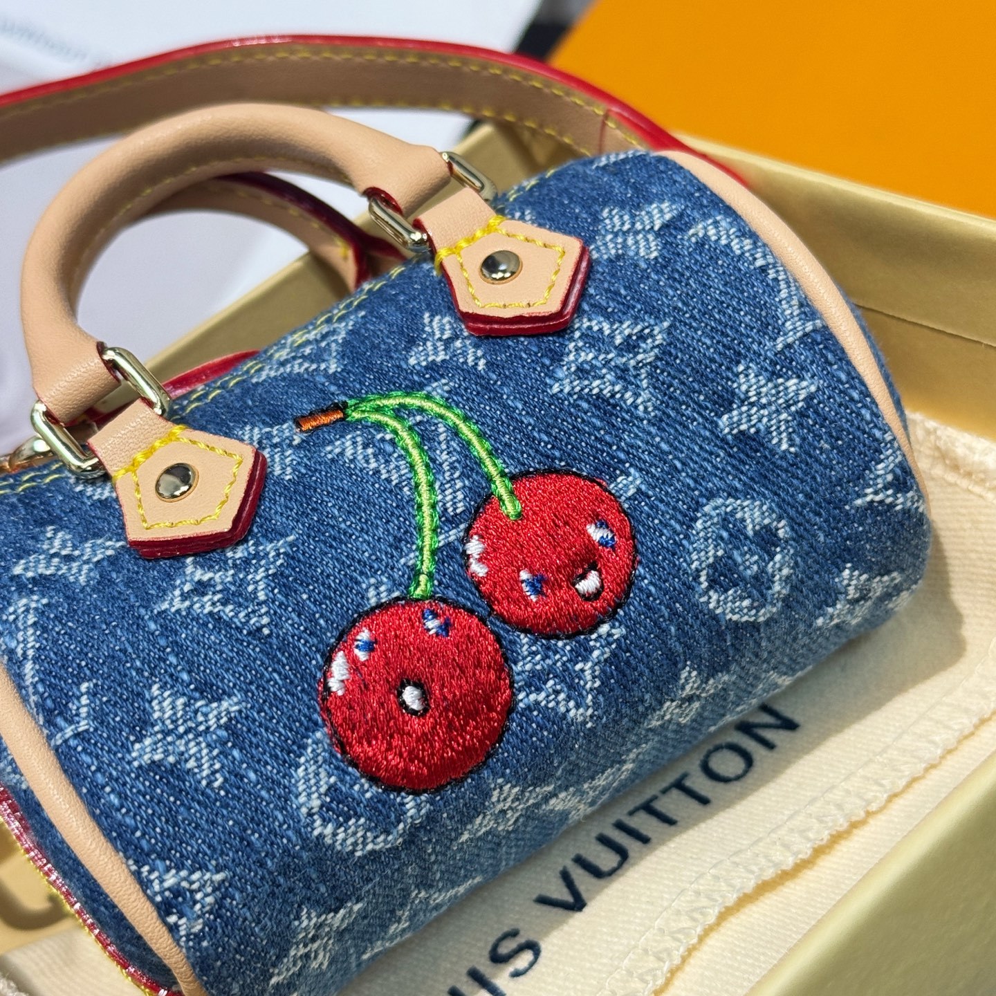 LV x TM Micro Speedy Denim Cerise bag