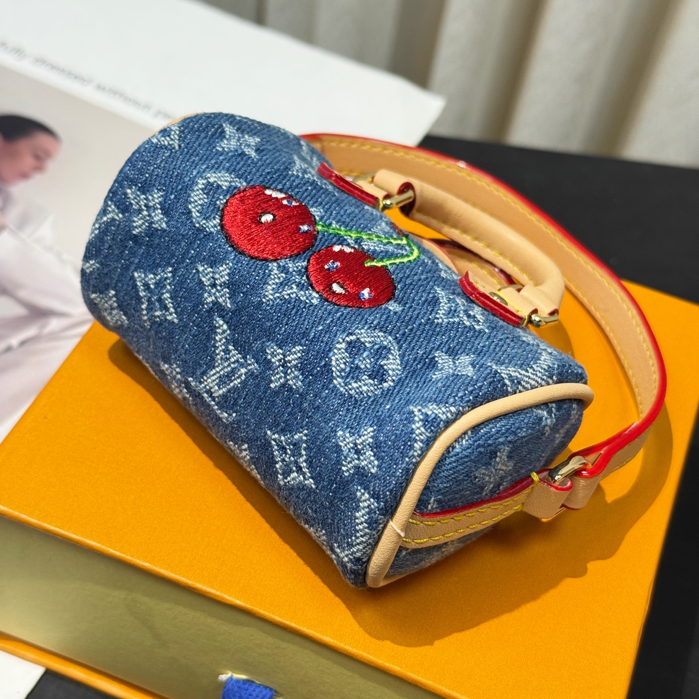 LV x TM Micro Speedy Denim Cerise bag