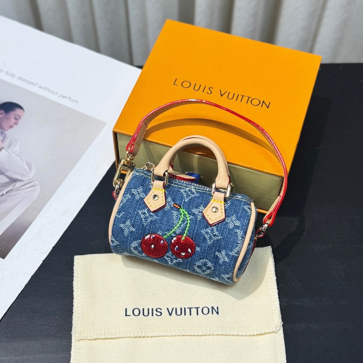 LV x TM Micro Speedy Denim Cerise bag