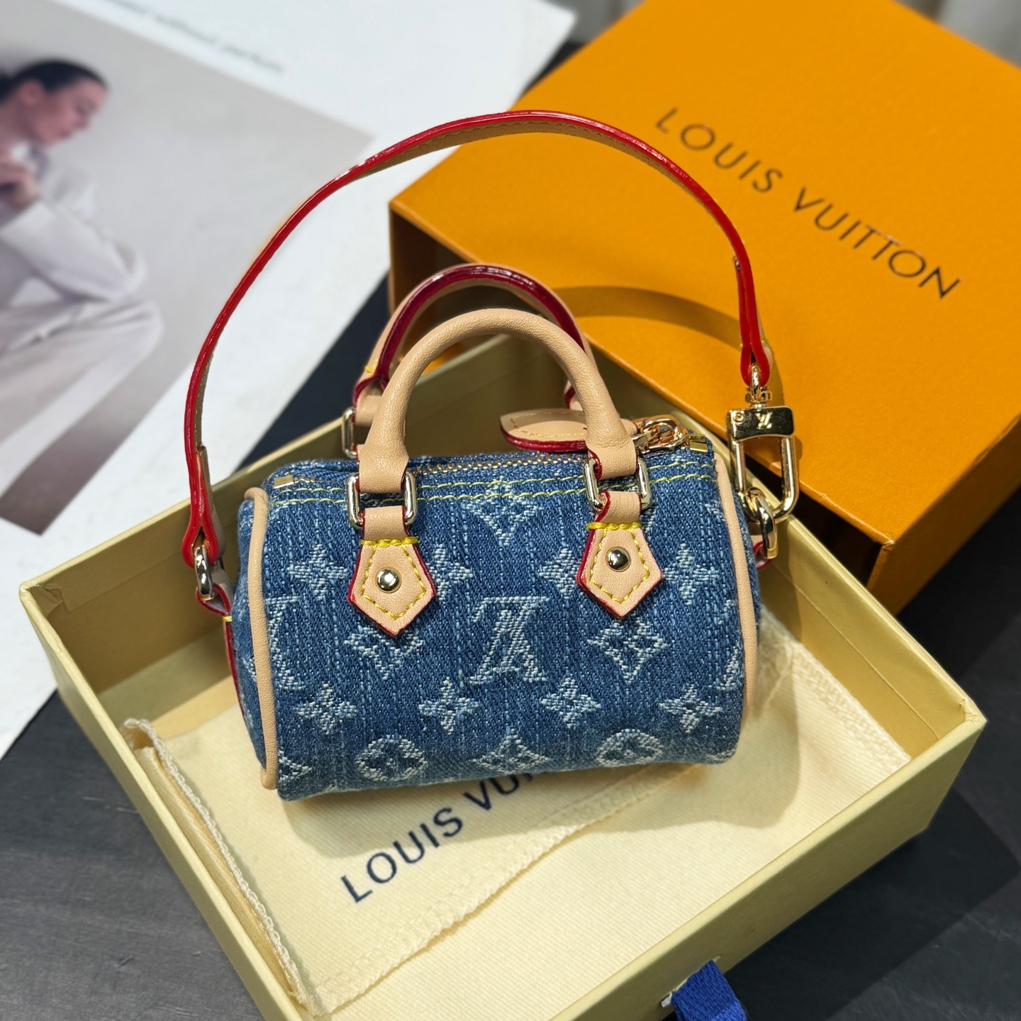 LV x TM Micro Speedy Denim Cerise bag