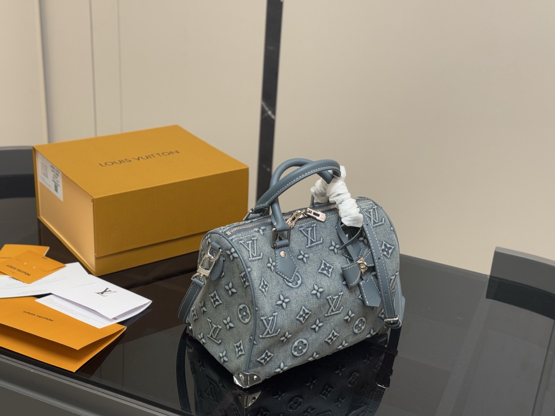 Louis new arrival keepall denim bag size:30 cm