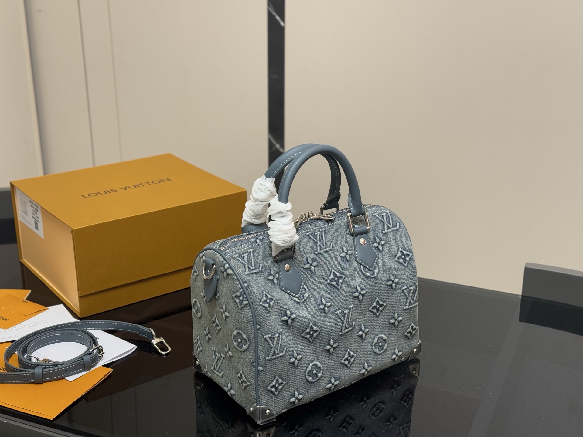 Louis new arrival keepall denim bag size:30 cm