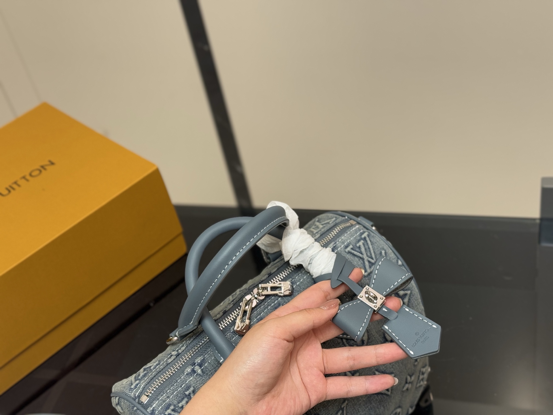 Louis new arrival keepall denim bag size:30 cm