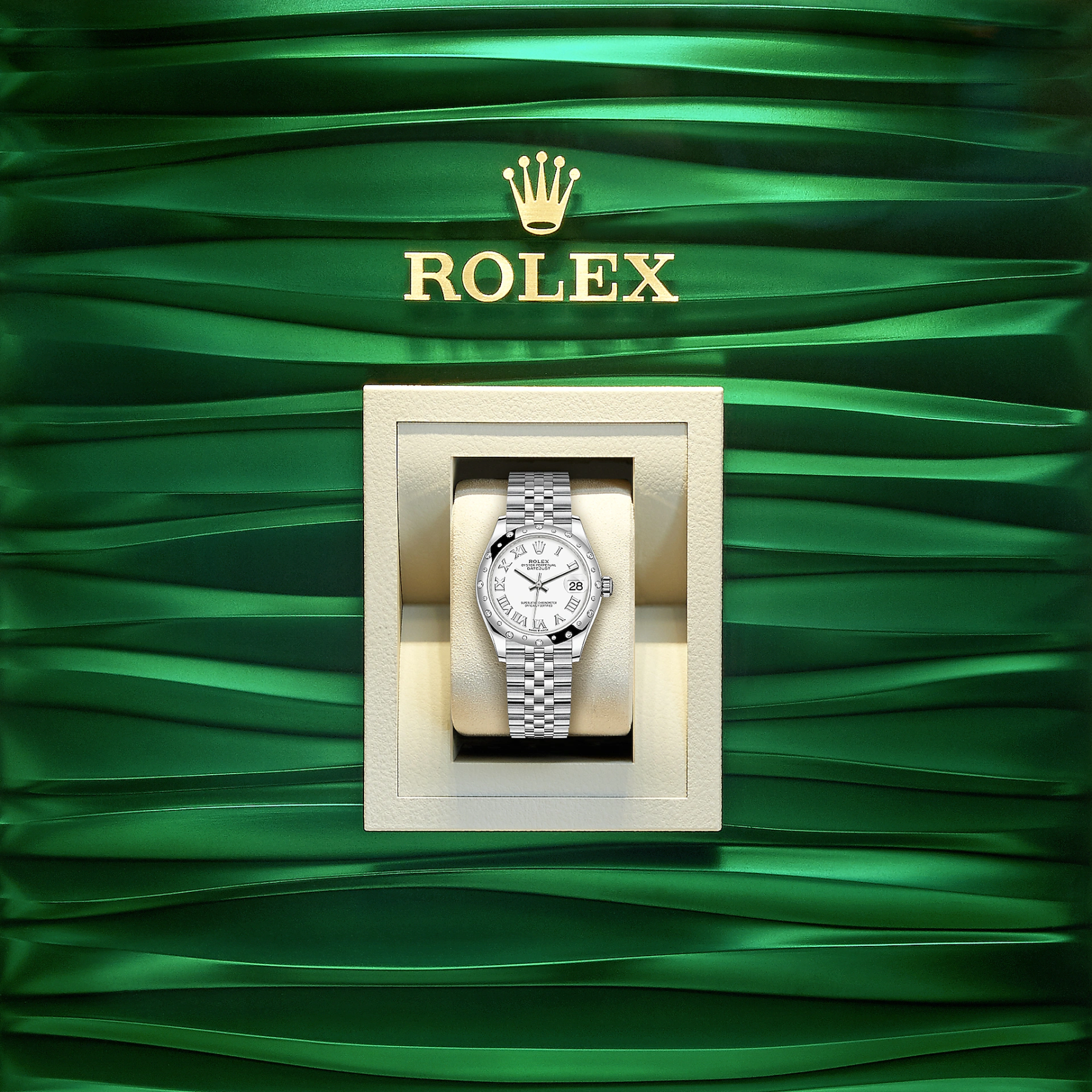 Rolex Datejust 31, Oystersteel, 18kt White Gold and diamonds, Ref# 278344RBR-0012