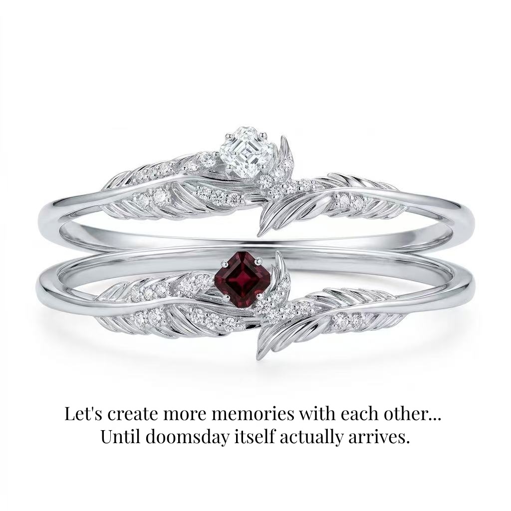 Alternative Darkborne | Feather Bangle | 999 Silver Platinum-Plated Moissanite