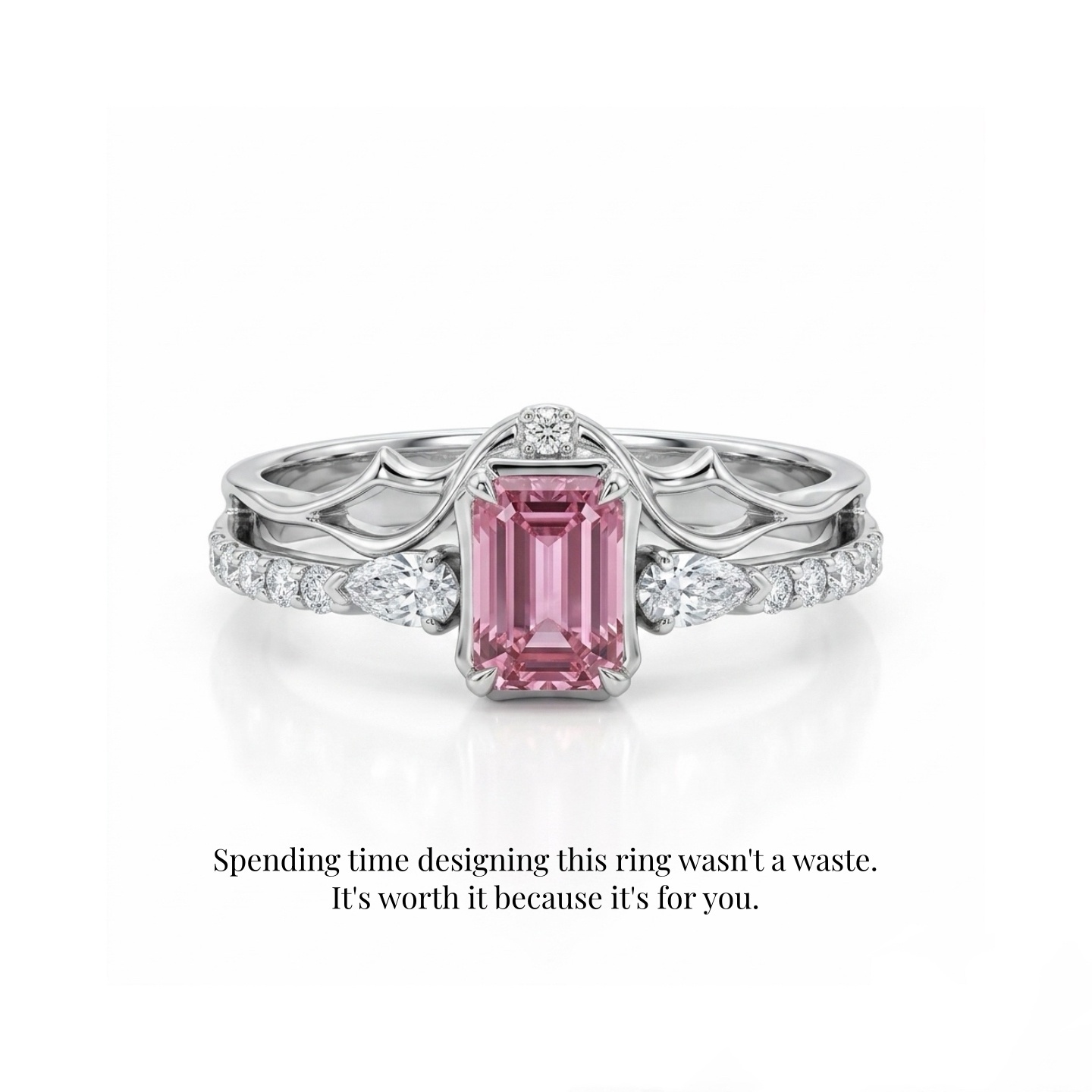 Level 100 Affinity Couple Rings | 925 Sterling Silver Platinum-Plated Moissanite & Red Tourmaline
