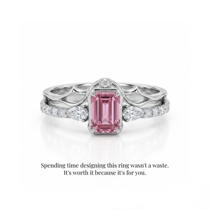 Level 100 Affinity Couple Rings | 925 Sterling Silver Platinum-Plated Moissanite & Red Tourmaline