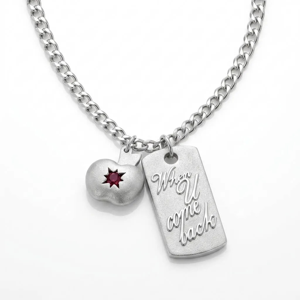When U Come Back | Necklace | 999 Silver & Red Tourmaline Apple Pendant