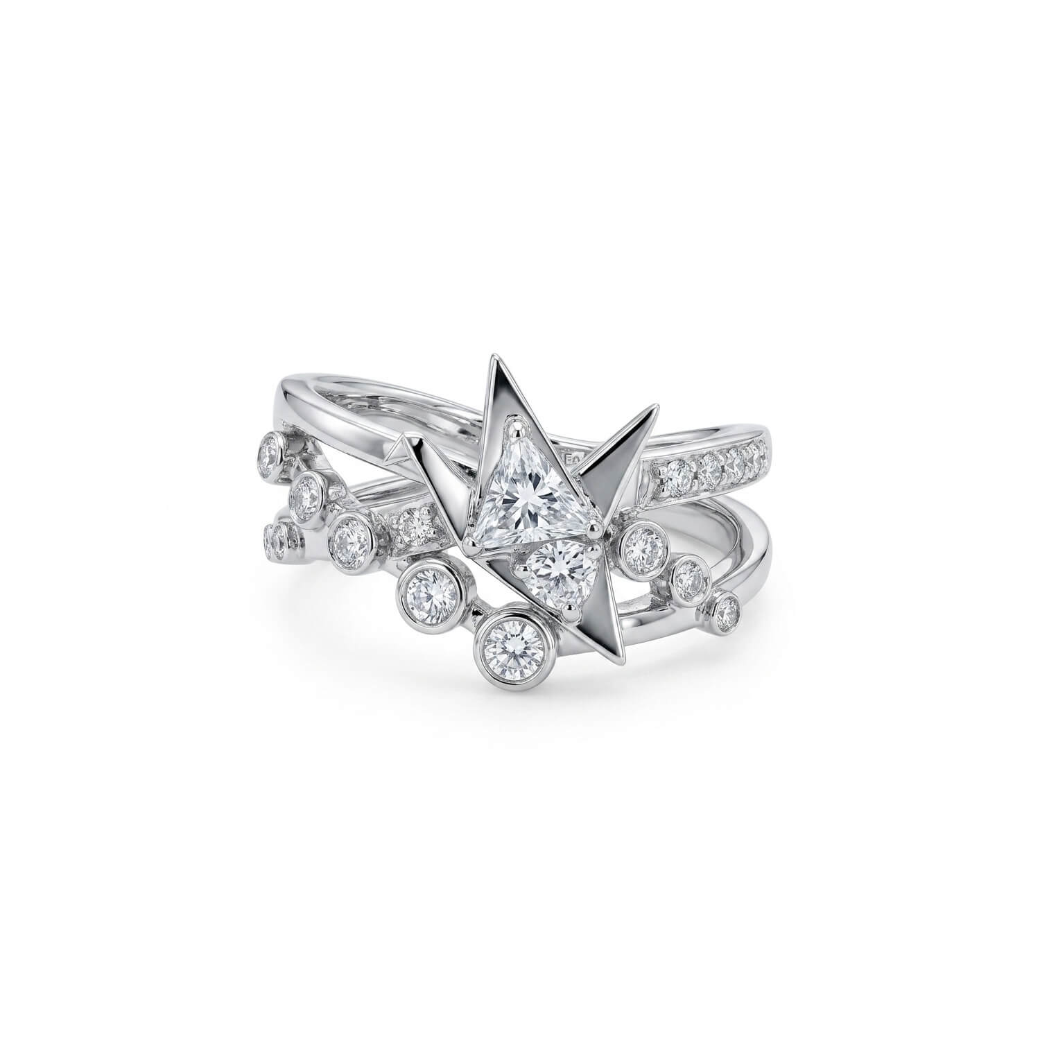 Homeward Crane | Ring Set | 925 Silver Platinum-Plated Moissanite