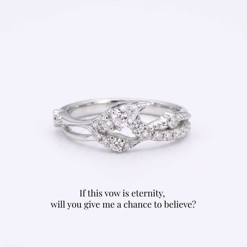 Coiled Devotion | Fishtail Ring  | 925 Sterling Silver Platinum-Plated Moissanite