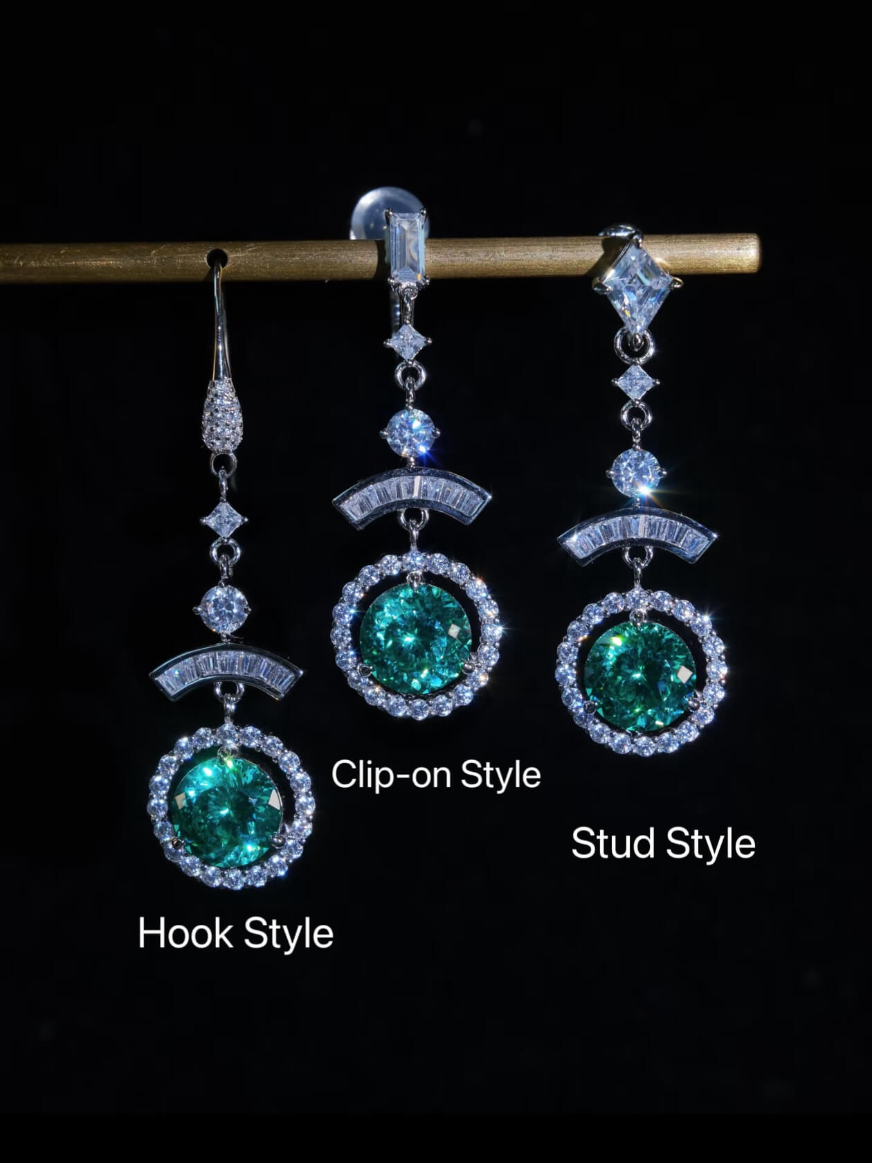 Nightglow | Lab-Grown Green Paraiba & Moissanite Earrings in 925 Sterling Silver