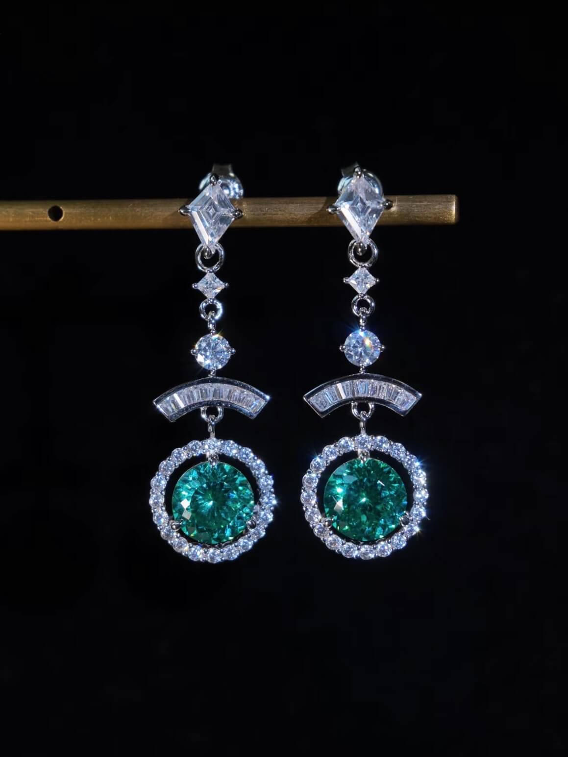Nightglow | Lab-Grown Green Paraiba & Moissanite Earrings in 925 Sterling Silver