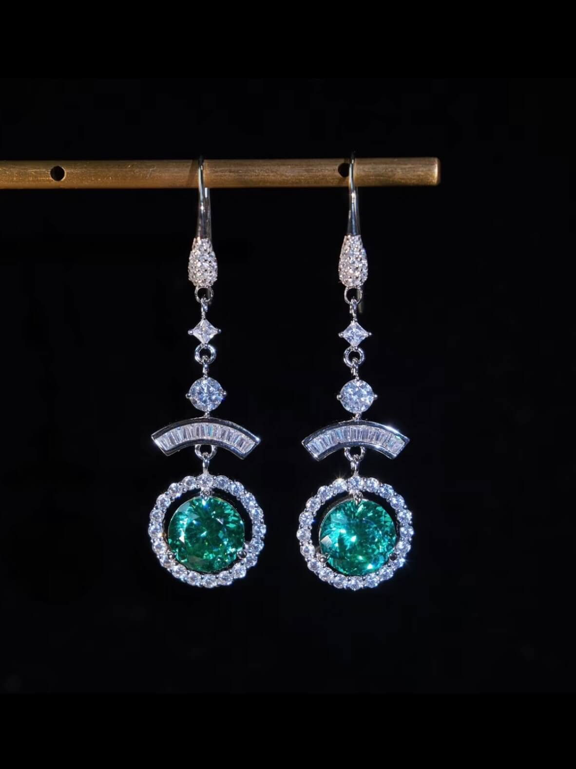 Nightglow | Lab-Grown Green Paraiba & Moissanite Earrings in 925 Sterling Silver