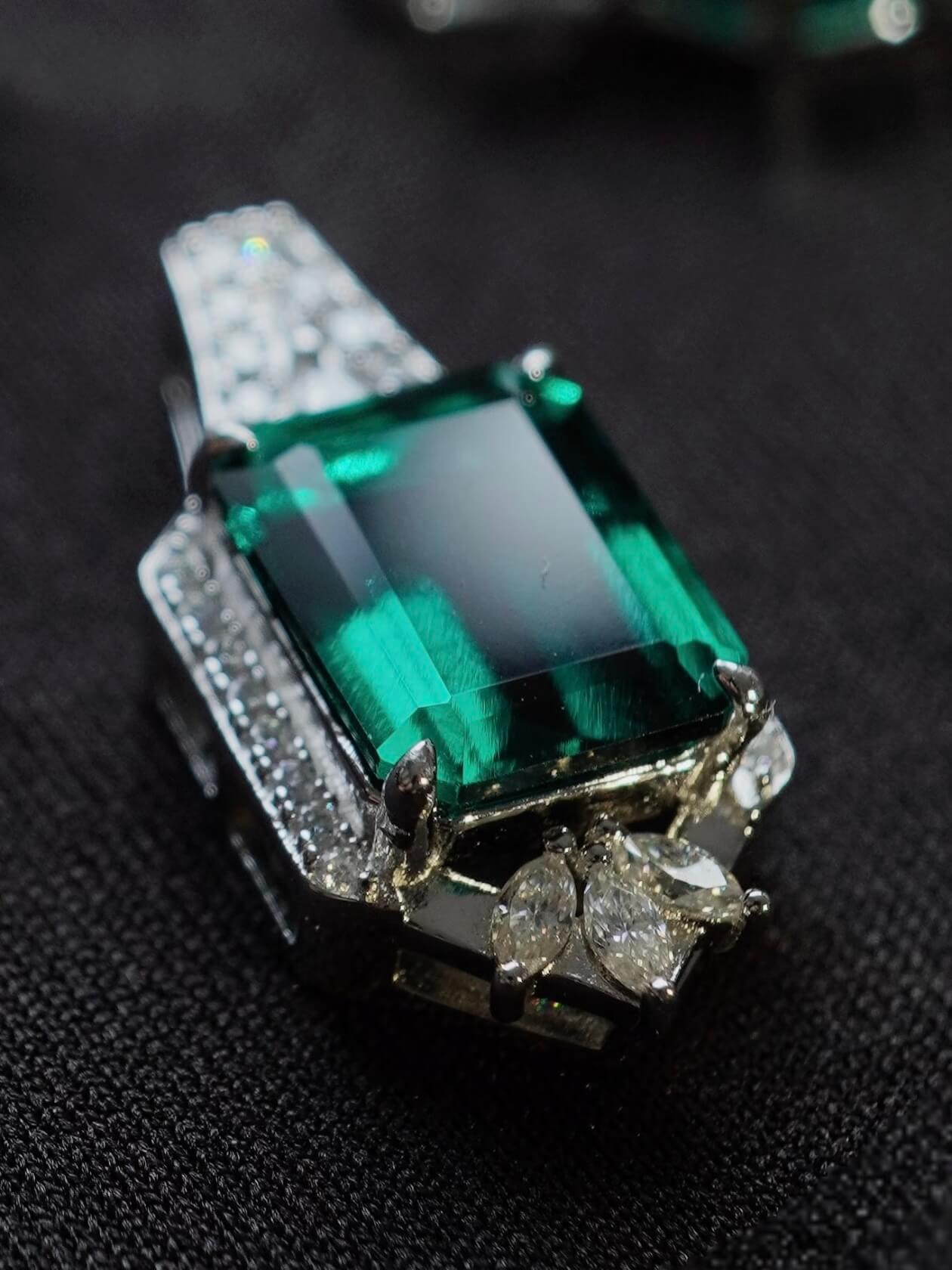 "Nightglow" | Lab-Grown Emerald & Paraiba S925 Sterling Silver Necklace