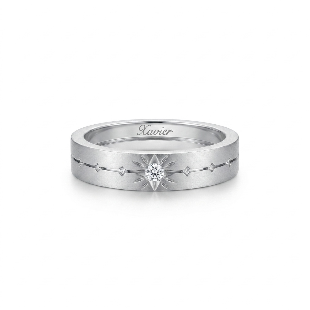 Level 100 Affinity Ring | 925 Silver Platinum-Plated Moissanite