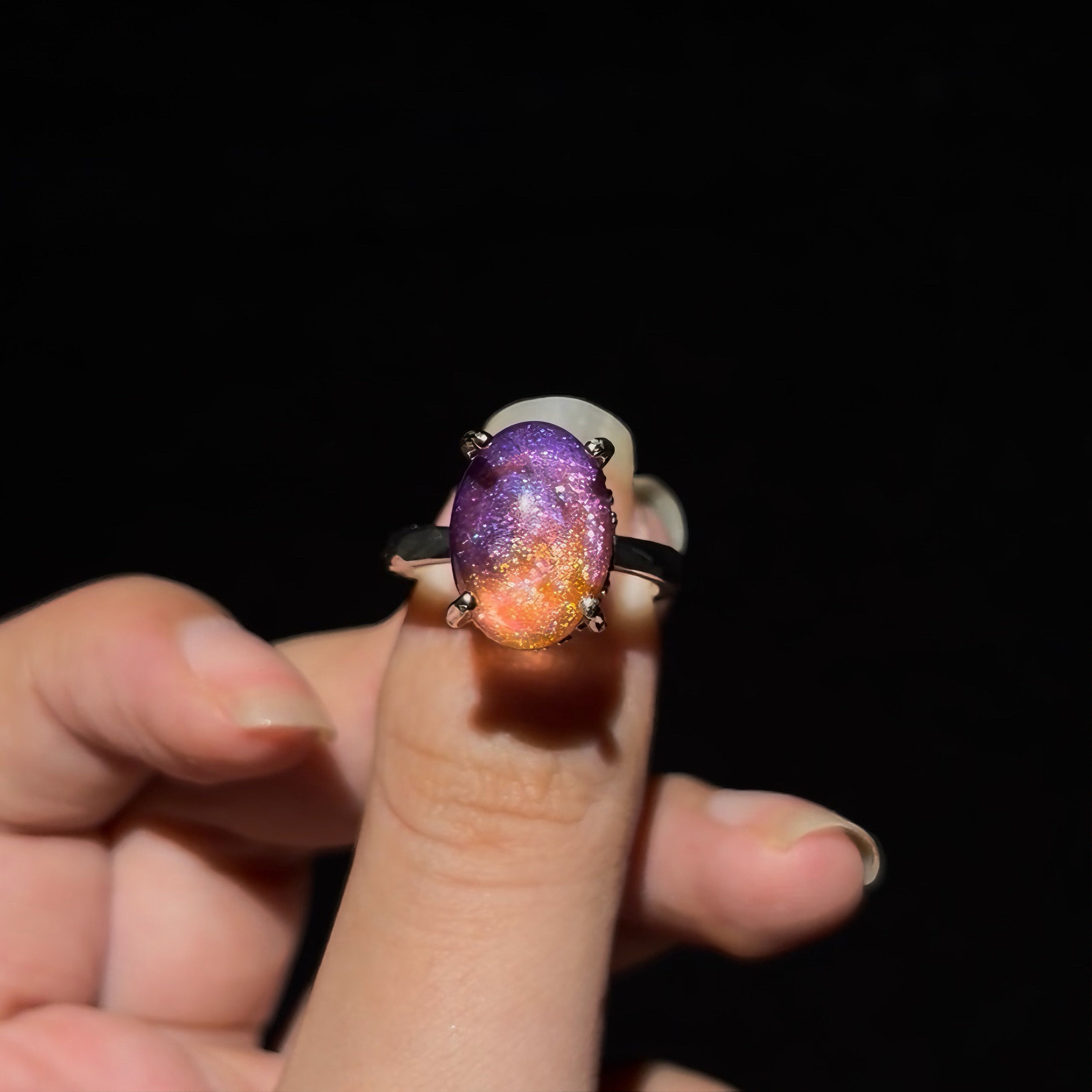 Ember Nebula: Exclusive Caleb Concept Ring | Handcrafted Platinum-Plated Fine Silver