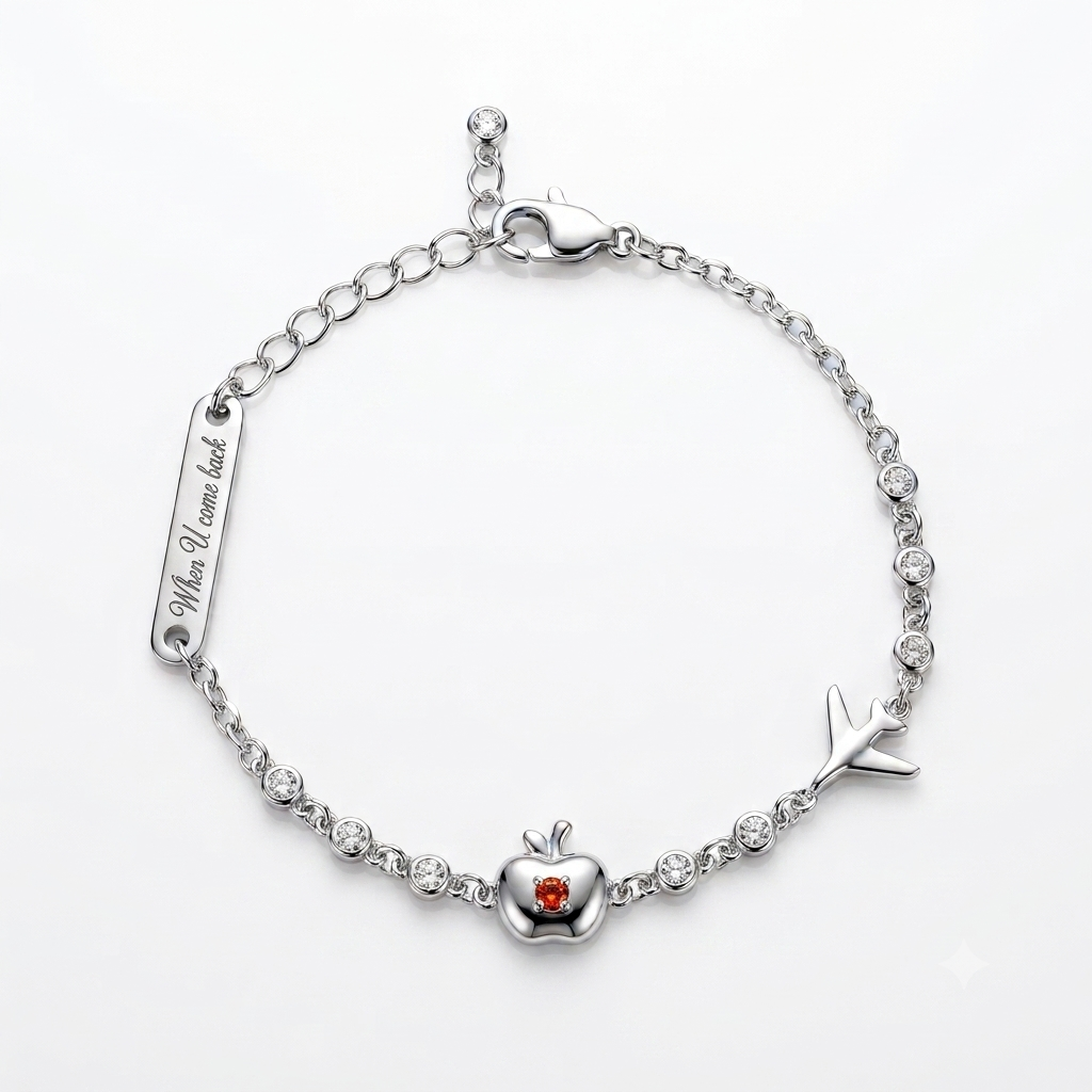 Exclusive Design Caleb Apple & Airplane Bracelet (925 Sterling Silver)