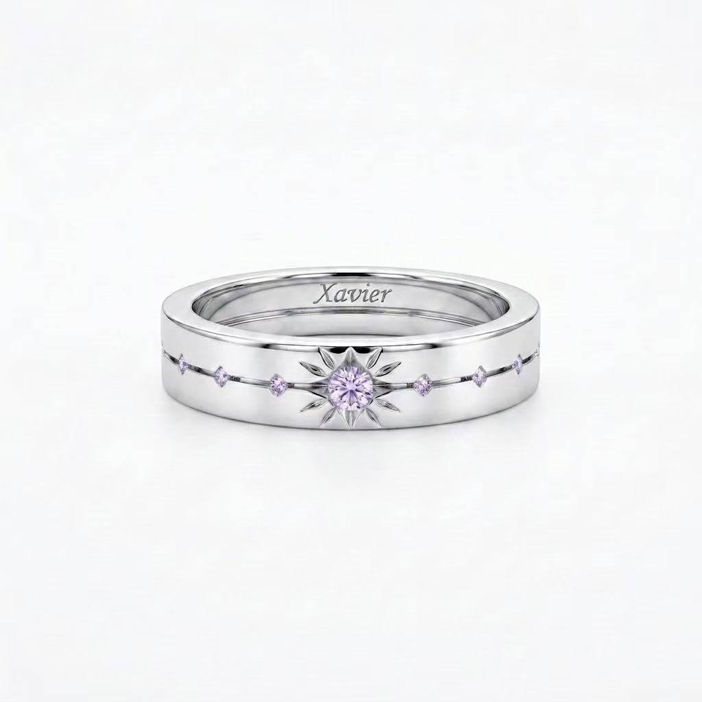 Level 100 Affinity Ring | 925 Silver Platinum-Plated Moissanite