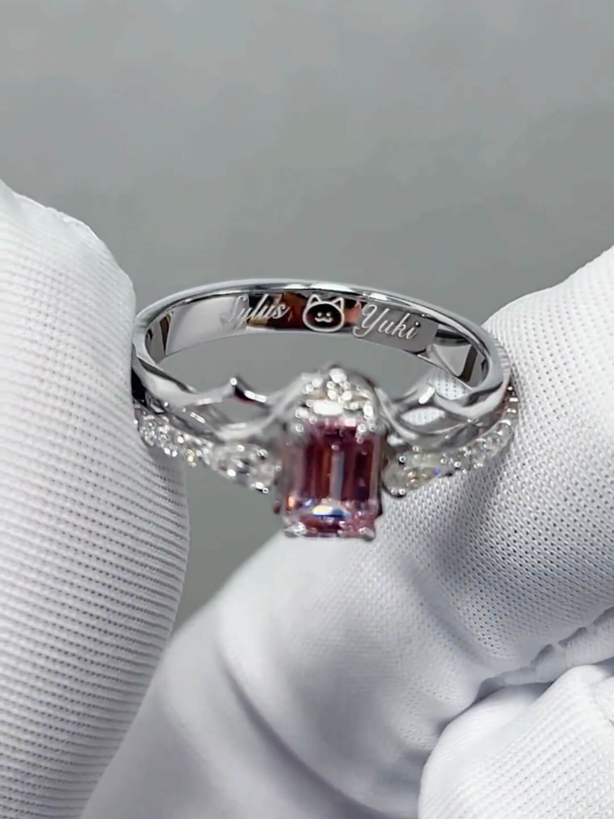 Eternal Vow |  Couple Rings | 925 Sterling Silver Platinum-Plated Moissanite & Red Tourmaline