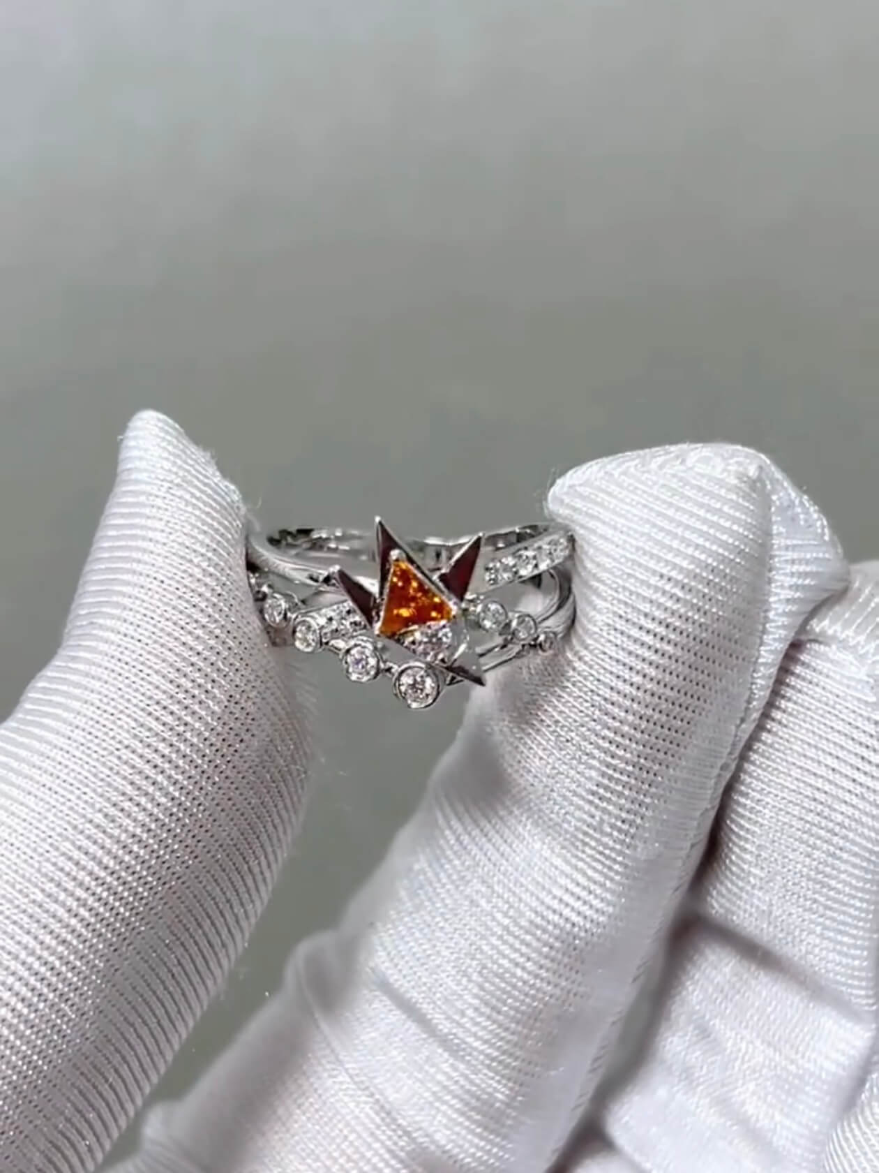Returning Crane | Ring Set | 925 Silver Platinum-Plated Moissanite
