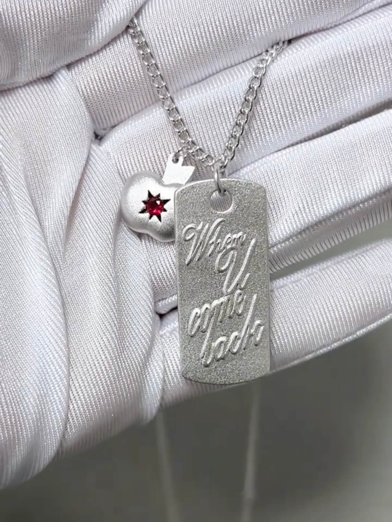 When U Come Back | Necklace | 999 Silver & Red Tourmaline Apple Pendant