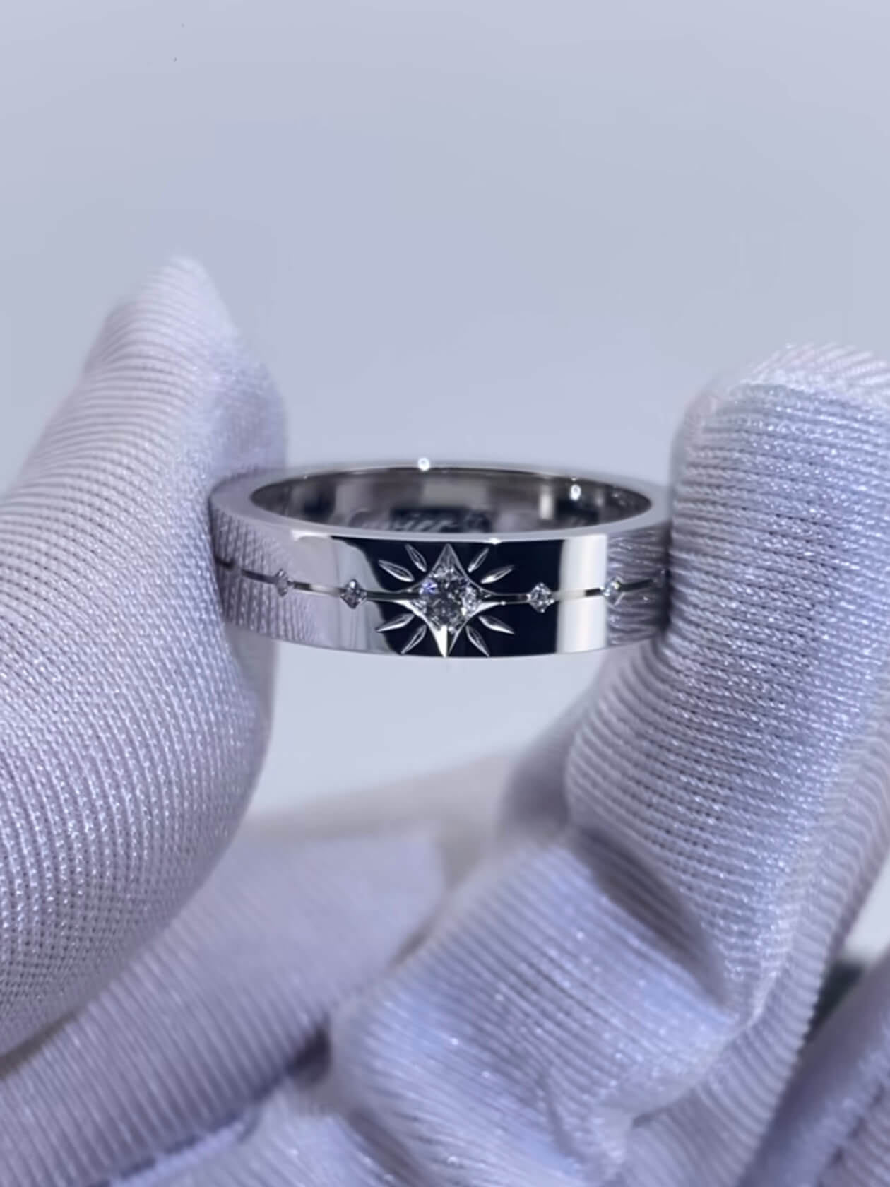 Evening Star | Couple Ring Set  | 925 Silver Platinum-Plated Moissanite | Affinity 100 Token