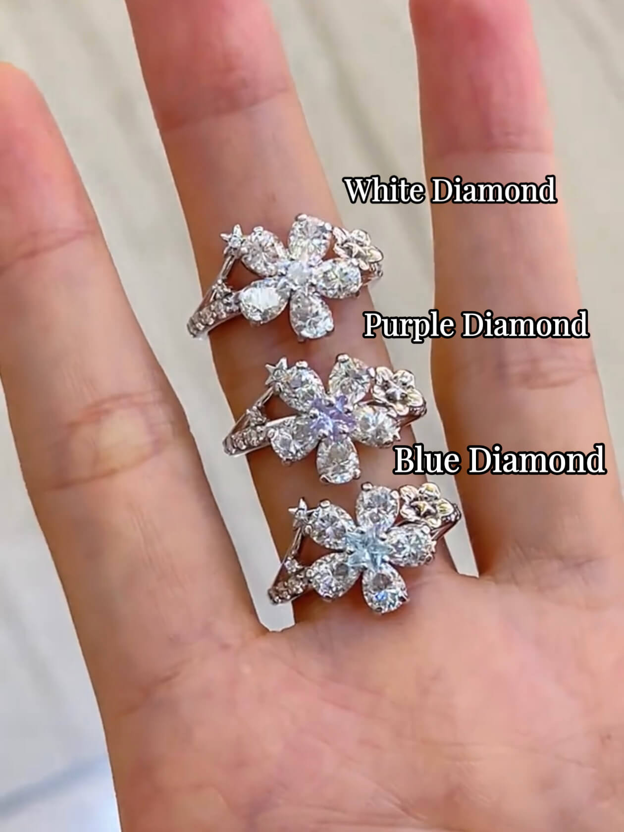 Starry Vow | Forget-Me-Not Ring | 925 Silver Platinum-Plated Moissanite | Witnessed by Deepspace