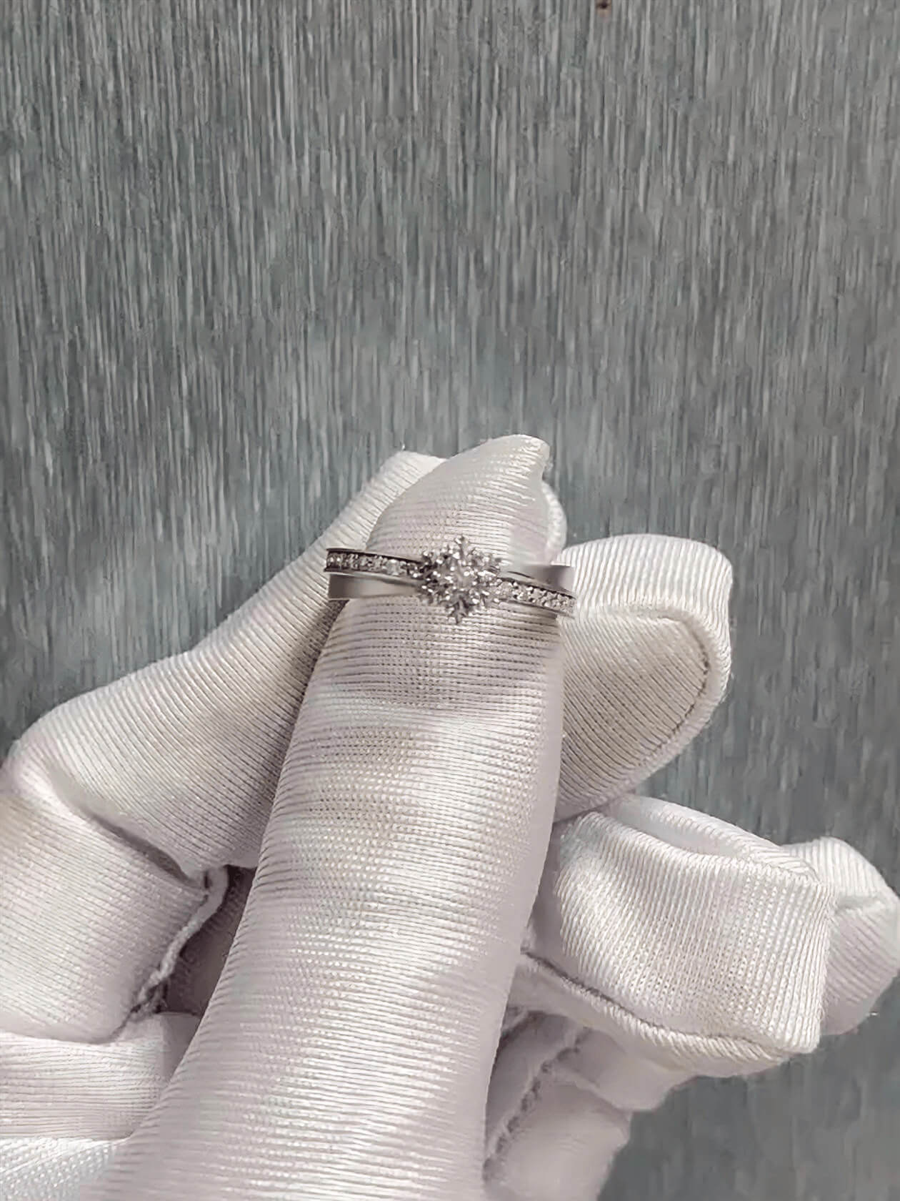 Everlasting Snow | Couple Ring Set  | 925 Sterling Silver Platinum-Plated Moissanite