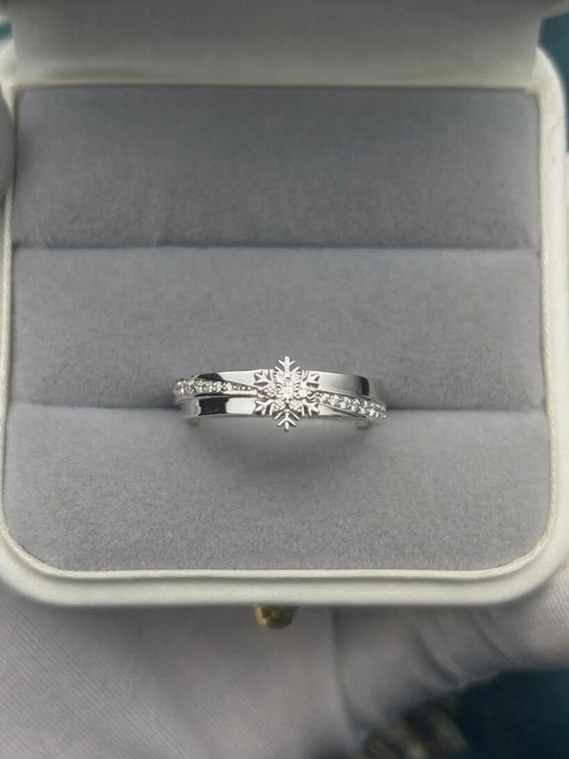 Everlasting Snow | Couple Ring Set  | 925 Sterling Silver Platinum-Plated Moissanite