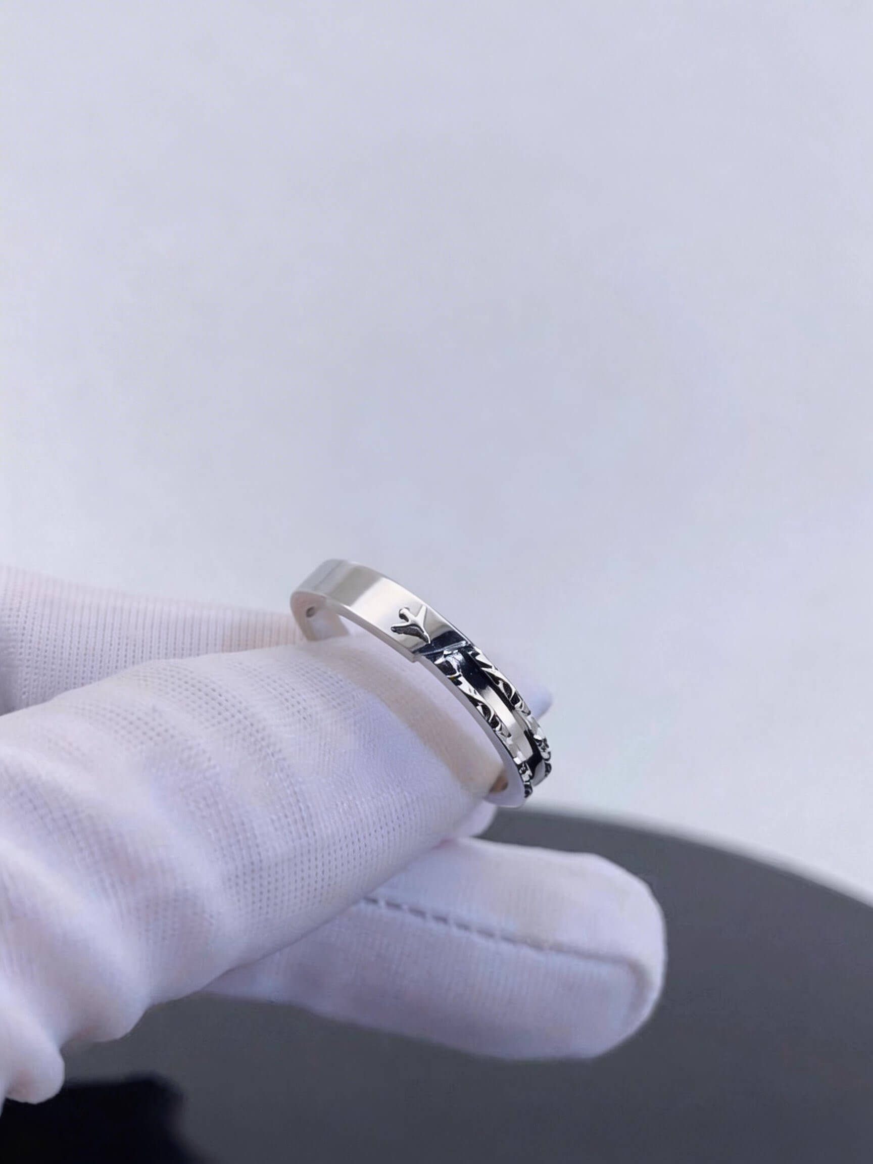 Cloudward Vows | Airplane Couple Ring Set  | 925 Silver Platinum-Plated