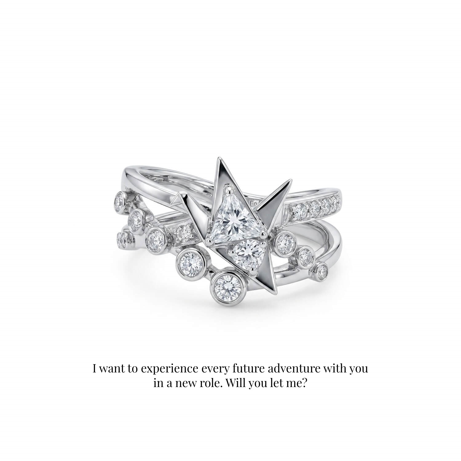 Homeward Crane | Ring Set | 925 Silver Platinum-Plated Moissanite