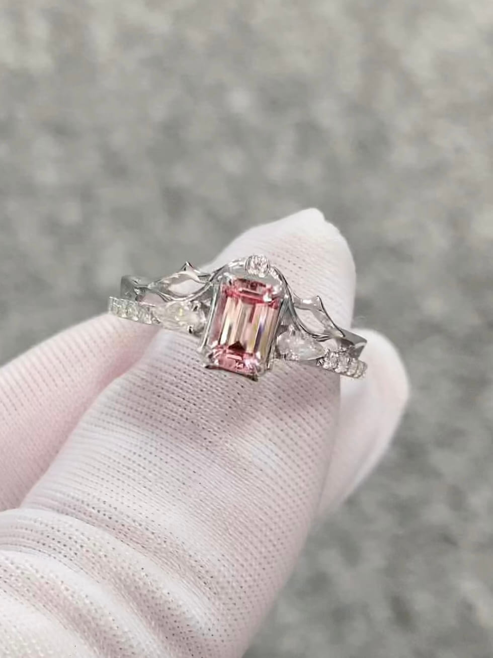 Eternal Vow |  Couple Rings | 925 Sterling Silver Platinum-Plated Moissanite & Red Tourmaline