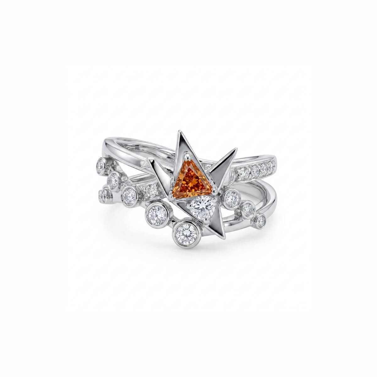 Homeward Crane | Ring Set | 925 Silver Platinum-Plated Moissanite