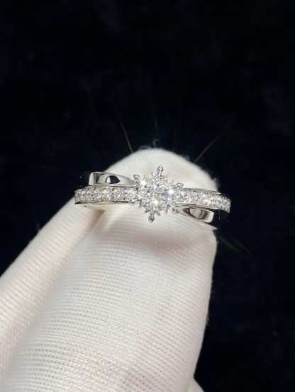 Everlasting Snow | Couple Ring Set  | 925 Sterling Silver Platinum-Plated Moissanite