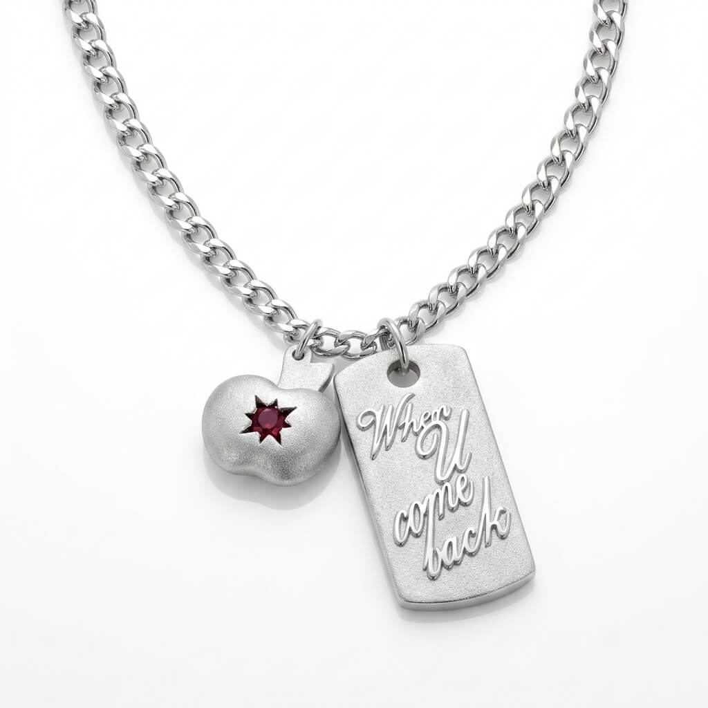 When U Come Back | Necklace | 999 Silver & Red Tourmaline Apple Pendant